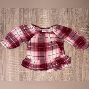 2-piece: red top, faux denim bottom